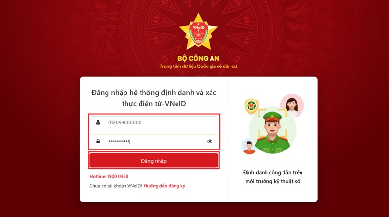 Hướng Dẫn Cách Làm Hộ Chiếu Online Trên VNeID Bằng Điện Thoại 5 nhập số đăng nhập